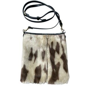 RARE SEALSKIN FUR & GENUINE LEATHER BLACK CROSSBODY PURSE VINTAGE COLLECTORS